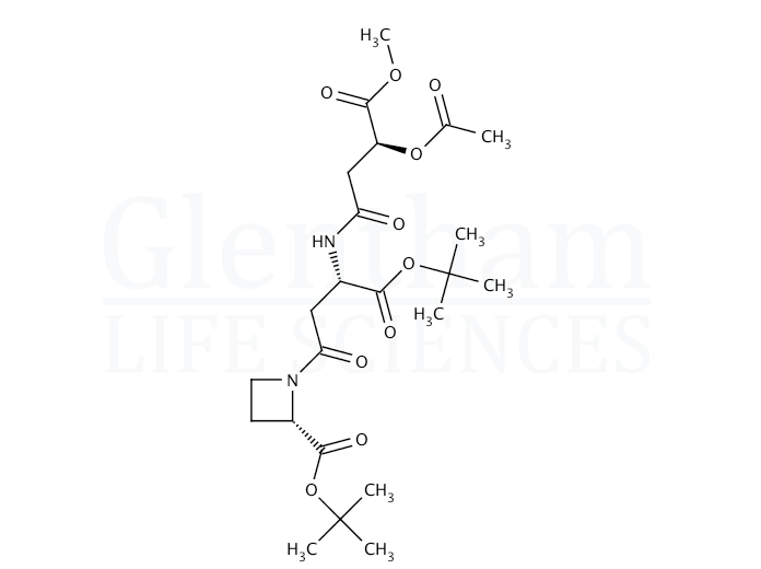 Structure for (2S,3S,3''''S)-N-[3-(3-Acetoxy-3-methoxycarbonylpropanamido)-3-tert-butoxycarbonylpropanoyl]azetidine-2-carboxylic acid tert-butyl ester